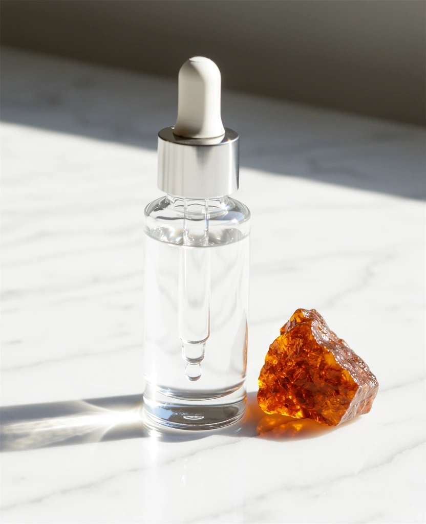 Luxury skincare serum bottle on marble